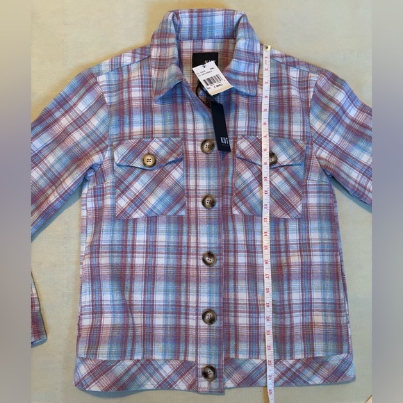 NEW w/TAGS Kut from the Kloth Magnolia Dusty Rose Blue Plaid Shirt Jacket Large - Picture 10 of 10